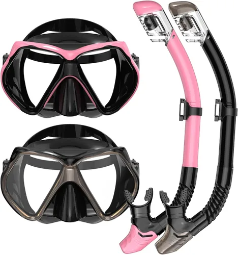Miniatura 10 de Equipo de esnórquel para adultos, esnórquel seco, juego de máscara para adultos, máscara de buceo, equipo de buceo, gafas de natación con cubierta