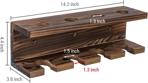 Miniatura 6 de MyGift Soporte de madera para bate de béisbol y estante de exhibición de bolas, estantes flotantes de recuerdos deportivos montados en la pared