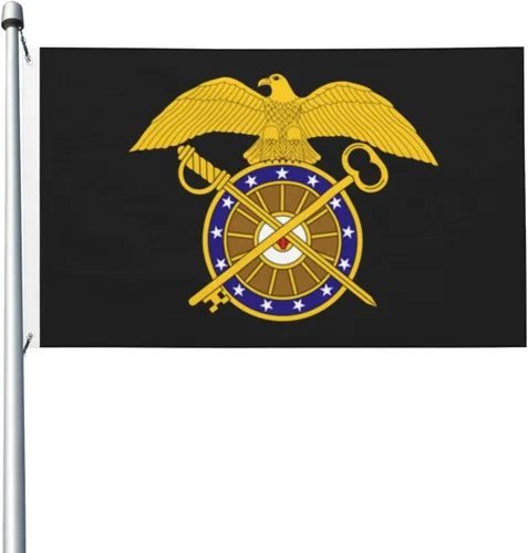 Bandera de Insignia de rama del Cuerpo de Intendente de Estados Unidos, 3 x 5 pies, poliéster duradero de doble cara, divertida pancarta decorativa