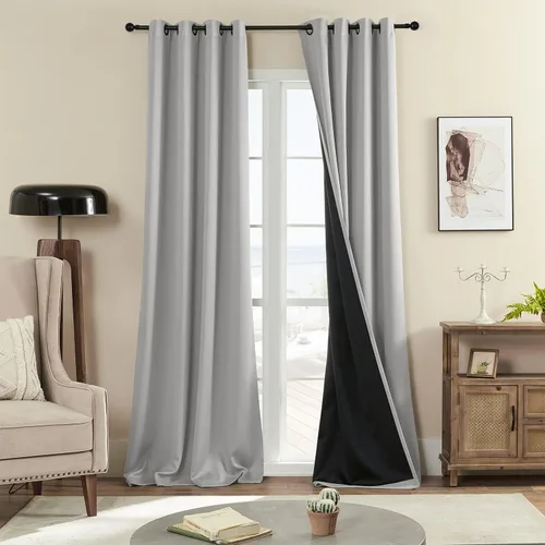 Miniatura 10 de Rutterllow - Cortinas 100% opacas, paneles de cortina con ojales, aislamiento térmico y bloqueo de luz para habitación y sala de estar