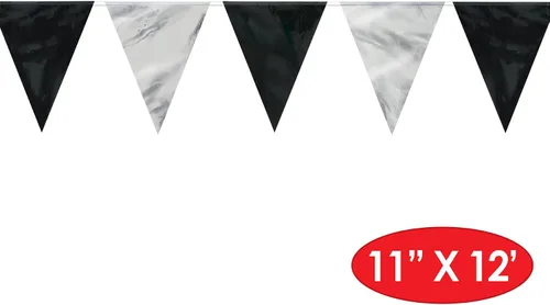Miniatura 2 de Beistle Guirnalda de borlas de 8 pies-BLK/SI, 11 pulgadas x 12 pies, negro/plata