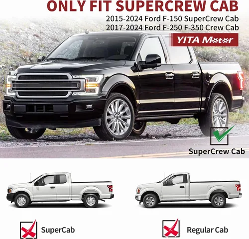 Miniatura 2 de YITAMOTOR Estribos de 6 pulgadas compatibles con Ford F150 SuperCrew Cab 2015-2025, Ford F250 F350 F450 F550 Super Duty Crew Cab 2017-2024, barras