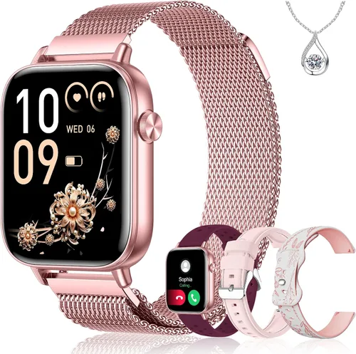 Miniatura 9 de Iaret Reloj inteligente para mujer, rastreador de fitness HD de 1.83 pulgadas con 4 bandas, responder/hacer llamadas, frecuencia cardíaca, sueño
