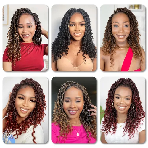 Miniatura 3 de Karida Goddess Locs Cabello de Ganchillo de 10 Pulgadas, 8 Paquetes Faux Locs Cabello de Ganchillo Para Mujeres Negras, Goddess Locs de Ganchillo