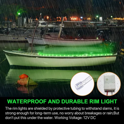 Miniatura 4 de Tira de luces LED para barco, luces de barco de control remoto de 16.4 pies, 16 cambios de color, luz interior de barco impermeable, luz de cubierta