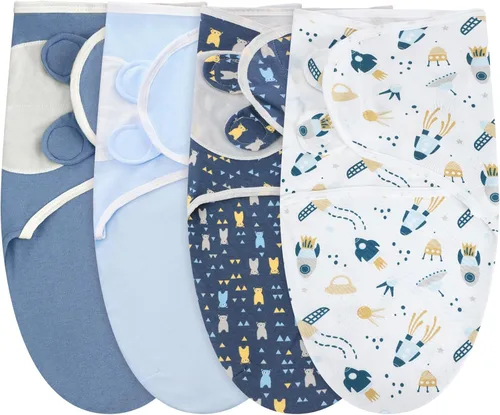 Newwiee 4 piezas de envoltura para envolver al bebé prematuro ajustable, manta de algodón para envolver al bebé prematuro para recién nacidos, niños
