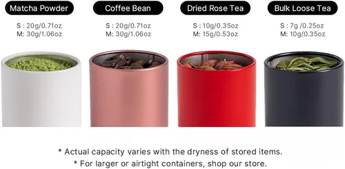 Miniatura 3 de Caja de lata pequeña con tapas herméticas para almacenamiento de café, té, caramelos, almacenamiento de hojas sueltas, té, 5 unidades (dorado, S)