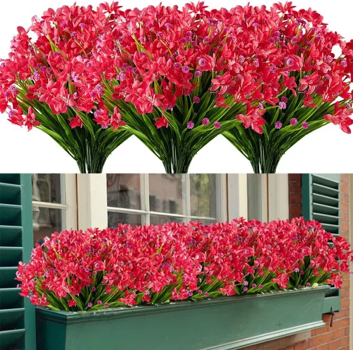 Miniatura 9 de 4 paquetes de flores artificiales de narcisos, vegetación artificial falsa resistente a los rayos UV, no se decolora, plantas de plástico sintético