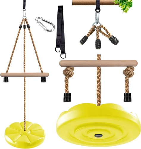 KINSPORY Columpio de disco para niños, accesorios de juego de columpios, barras de mono de gimnasio de altura ajustable de 7 pies, asiento de árbol