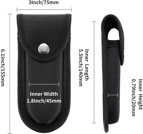 Miniatura 2 de Funda de nailon para cuchillo de bolsillo, bolsa multiherramienta de 5 a 5.5 pulgadas, funda de cinturón para cuchillo plegable con cierre a presión