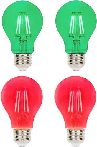 Miniatura 9 de Paquete de 2 bombillas LED de filamento rojo y verde – A19 E26 8 W, equivalente a 60 W, bombilla LED vintage roja y verde para iluminación
