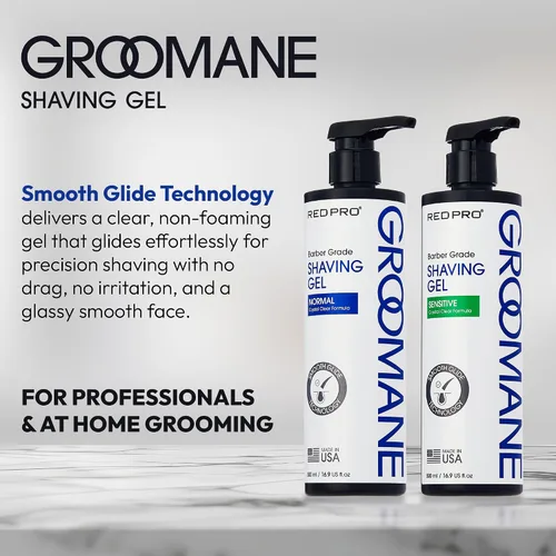 Miniatura 4 de RED Pro GROOMANE Gel de afeitado de grado barbero para hombres, gel de afeitar transparente de aloe vera no espumante, deslizamiento suave