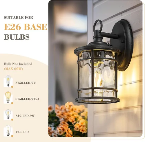Miniatura 2 de Emliviar Paquete de 2 Apliques de Pared Exteriores, Linternas Antioxidantes para Exteriores Lámparas de Pared, Iluminación de Patio Estilo Granja