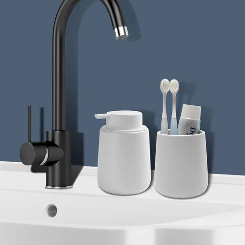 Miniatura 7 de Dispensador de espuma de jabón de cerámica con bomba fácil de prensar, dispensador de espuma de mano para champú, baño, cocina, 12 onzas, 2