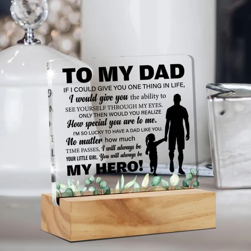 Miniatura 5 de Placa de escritorio de acrílico con soporte de madera, regalo para padre de hija