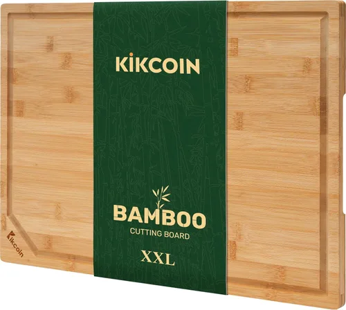Tabla de cortar de bambú para cocina, tabla de cortar de madera extra grande con ranura profunda para jugo y mango, tabla de cortar resistente,