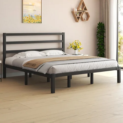 Miniatura 12 de LOEWAY - Marco de cama de metal resistente de 12 pulgadas con cabecero, listones de acero fuertes, almacenamiento debajo de la cama, no necesita