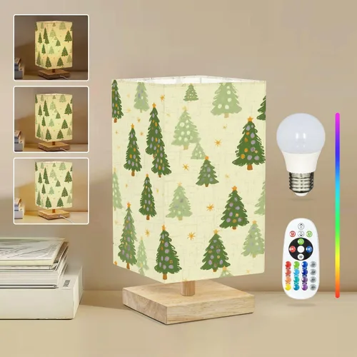 Lámpara de mesa cuadrada para dormitorio, estilo retro Groovy, sin costuras, estilo de impresión vintage de los años 70 y 80, lámpara de escritorio