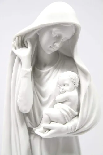 Miniatura 4 de Estatua blanca de la Virgen María con el bebé Jesús niño de 18 pulgadas, estatua blanca hecha en Italia