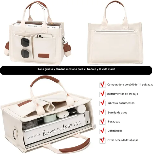 Miniatura 4 de ZHMO Bolso de lona para mujer, bolsos cruzados para mujer, bolsos de trabajo para computadora portátil, bolso grande de mano para enfermera