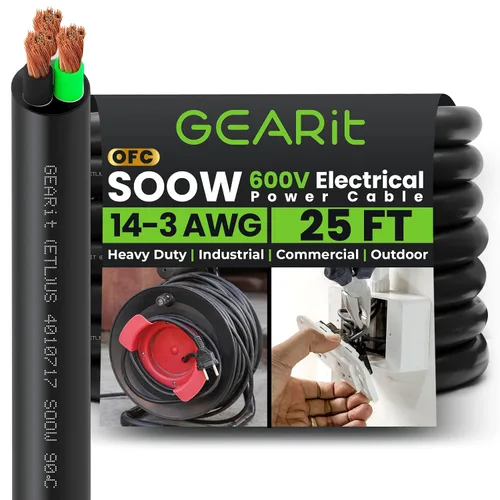 Miniatura 39 de GEARit Cable de alimentación portátil 6/3 6 AWG (100 pies - 3 conductores) SOOW 600V Cable eléctrico de calibre 6 para derivaciones de motor, luces
