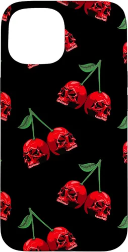 Miniatura 6 de Cute Cherry Skull Pattern Red Scary Skulls Black Background Case for iPhone 17