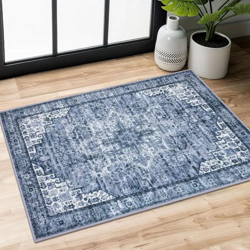 Miniatura 82 de SIILOOM Alfombra lavable de 2 x 3 pies, alfombra suave color taupe ceniza para entrada, tapete antideslizante para puerta de interior, tapete