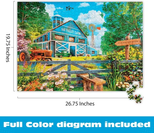 Miniatura 3 de Buffalo Games Dominic Davison Oak Valley Farm - Rompecabezas de 1000 piezas, colección Country Life, 26.75 x 19.75 pulgadas, rompecabezas