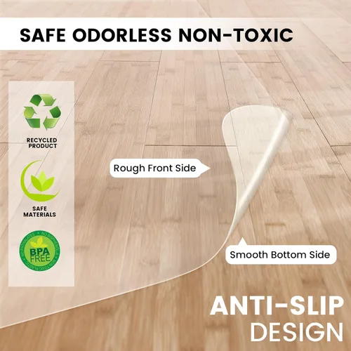 Miniatura 4 de Alfombrilla para silla de oficina para suelo de madera dura: 63" x 51" alfombrilla de suelo extra grande para silla con ruedas y escritorio de Limpio