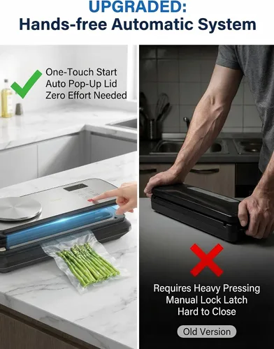 Miniatura 6 de Sellador al vacío para alimentos, potente máquina selladora al vacío de 90 kPA con báscula digital de cocina, sellador al vacío de alimentos 12 en 1