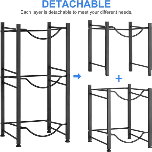 Miniatura 6 de MOOACE Estante para jarra de agua de 3 niveles, soporte desmontable para botella de agua de 5 galones para cocina, oficina, hogar, color negro
