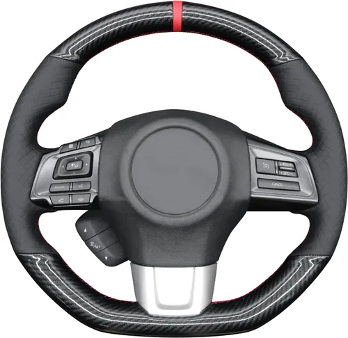 Miniatura 16 de MEWANT Funda de volante de automóvil transpirable cosida a mano para Subaru WRX 2015-2021 / WRX STI 2015-2021, accesorios para volante Subaru WRX
