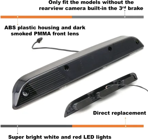 Miniatura 3 de iJDMTOY Conjunto de luz de freno/stop de montaje alto LED completo con lente ahumada compatible con Ford 2015-2020 F-150, 2017 y posteriores F-250