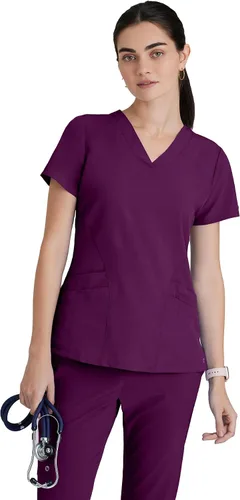 Miniatura 12 de BARCO ONE - Camiseta médica con cuello en V y 5 bolsillos, elástico de 4 vías, para mujer Bahama