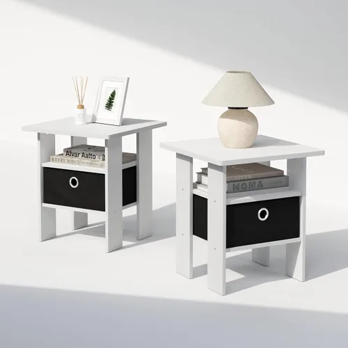 Miniatura 23 de Mesa de noche con cajón Furinno, Madera Roble francés