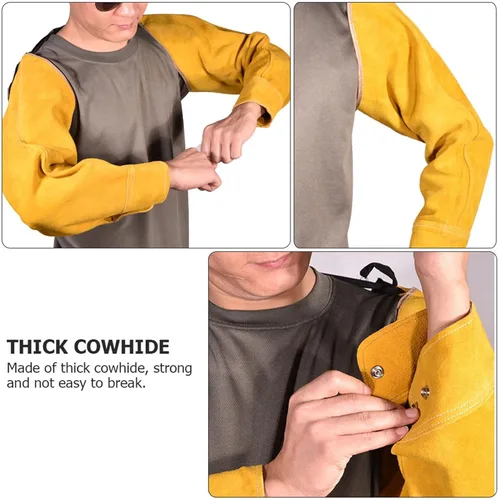 Miniatura 8 de Welding Arm Leather Sleeves Heat Resistant Protective Oversleeves for Welding Workers 1 Pair Anti-scald Arm Guard Sleeves