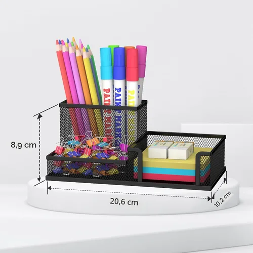 Miniatura 3 de SUPEASY Organizador de Escritorio Porta Lápices, Organizador de Suministros de Oficina con 3 Compartimentos, Accesorios de Escritorio y Negro