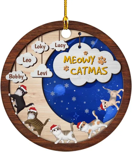 Miniatura 13 de Meowy Catmas - Divertido sombrero de Papá Noel con foto de gato, adorno de Navidad personalizado, regalos para gato, mamá, papá, lindo árbol