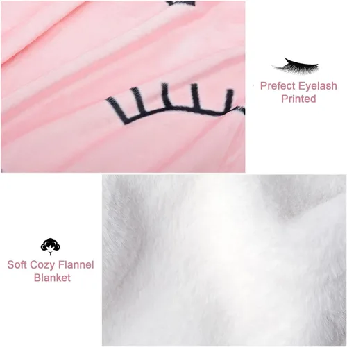 Miniatura 5 de Manta de pestañas rosa para sofá y cama, manta de franela suave de 50 x 60 pulgadas, bonito patrón de pestañas estética, decoración de habitación