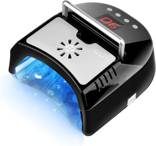 Miniatura 7 de IMENE - Lámpara de uñas profesional LED UV, inalámbrica, 72 W, luces UV para uñas de gel con ventilador, secadora de uñas recargable con mango