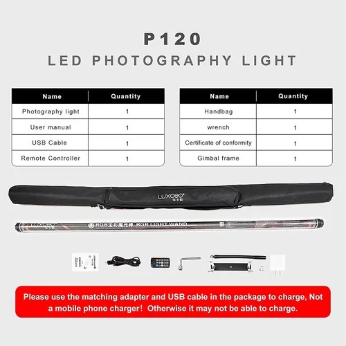 Miniatura 8 de P120 RGB luz de fotografía portátil, control de aplicación 1350 lúmenes LED video luz varita 360 ° a todo color 12 modos de iluminación CRI≥95 IP68