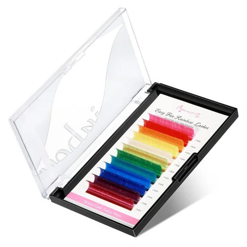 Miniatura 3 de Beauty7 Extensiones de pestañas de colores arcoíris Easy Fan 12 colores, extensiones de pestañas autoaplicables, extensiones de pestañas degradadas