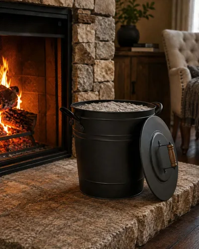 Miniatura 4 de Pilgrim Home and Hearth 19504-Cubo de cenizas con aislamiento de aire de 5.8 galones