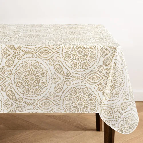 Miniatura 9 de Elrene Home Fashions Savannah - Mantel de vinilo bohemio con estampado de cachemira, resistente al agua y a las manchas con reverso de franela, 52 x