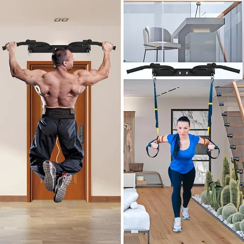 Miniatura 2 de Wall Mounted Pull Up Bar - Heavy Duty Chin Up Bar, Pull-Up Bar for Garage, Joist, Wall Mount - Multifunctional Fitness Bar, Supports up to 600 Lbs