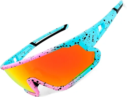 FMY Gafas de ciclismo polarizadas para hombres y mujeres, protección UV400, gafas de sol deportivas para béisbol, correr, pesca, golf Lente azul y