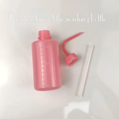 Miniatura 5 de Valchoose Botella profesional de lavado de tatuajes de 8.5 onzas (rosa), botella de boca estrecha para riego de laboratorio médico, rociador, lata