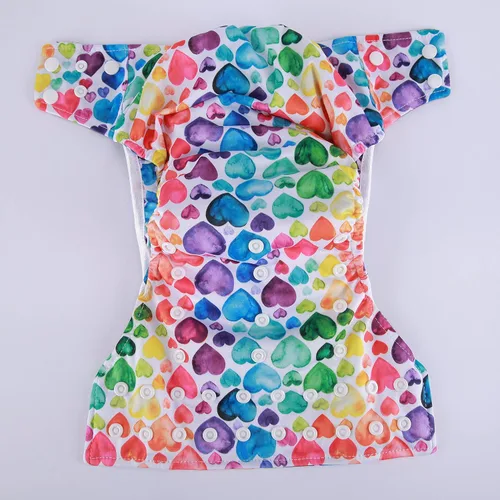Miniatura 4 de AIll in One Night AIO Pañal de tela cosido en inserto reutilizable lavable para niñas (follaje de colibríes)