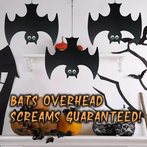 Miniatura 2 de Manortang - Murciélagos colgantes de Halloween con ojos brillantes, 3 piezas, decoración espeluznante y elegante para diversión de Halloween