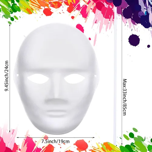 Miniatura 2 de Aoriher 50 máscaras de papel maché de cara completa, color blanco, pintables, a granel, para Mardi Gras, cosplay, fiesta de baile para adultos